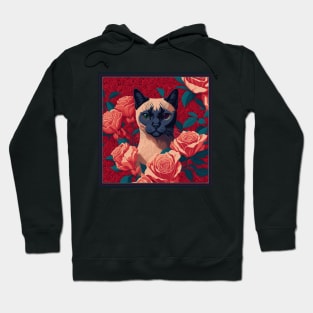 Siamese cat. Style vector (red version 2 Siamese cat) Hoodie